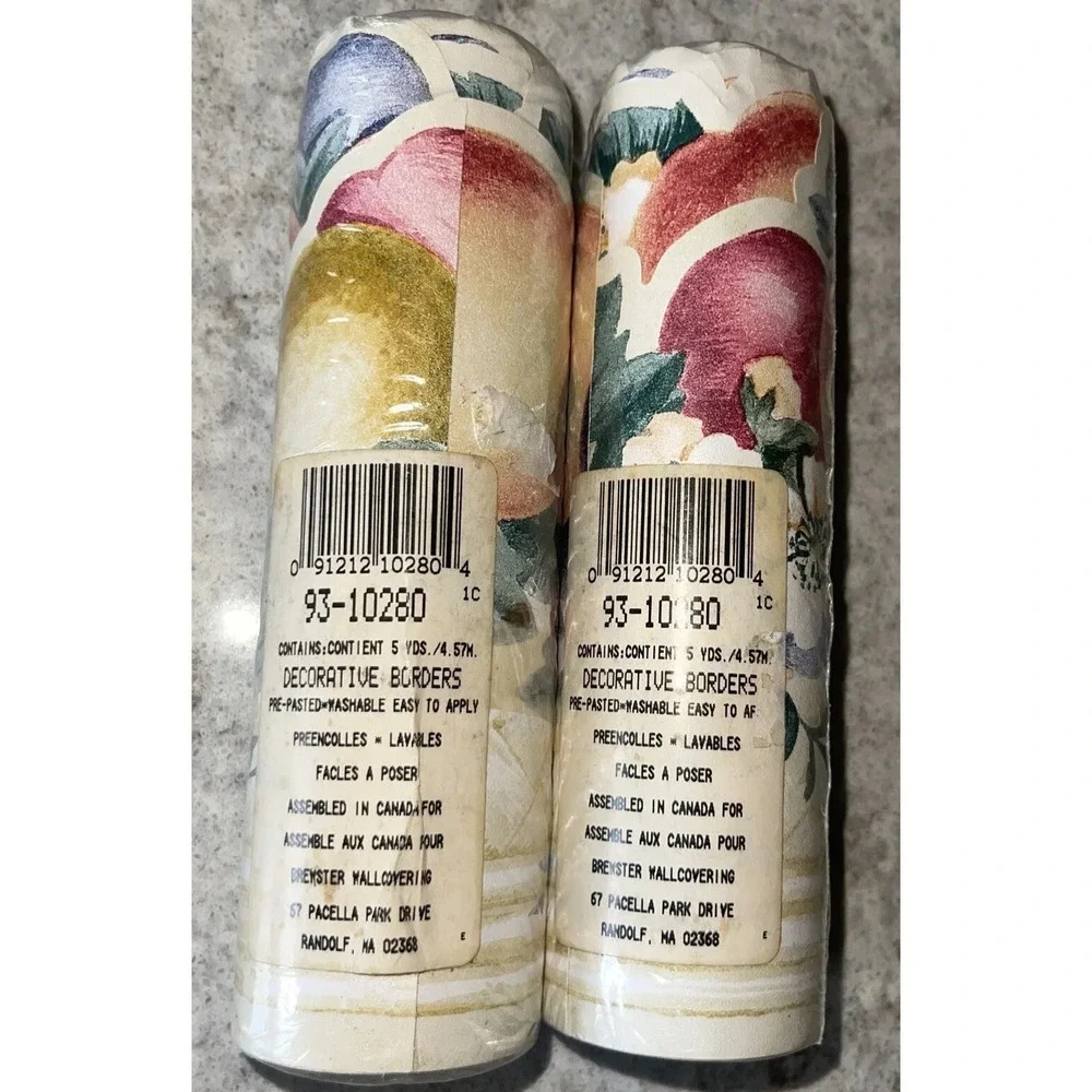 Vintage Fruit Border x2 Wallcoverings Wallpaper Apple Pear raspberries flowers +